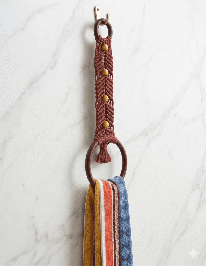Macrame Beaded Towel Holder