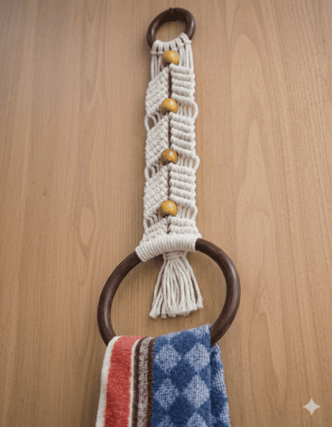 Macrame Beaded Towel Holder - Image 3
