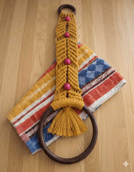 Macrame Beaded Towel Holder - Image 10