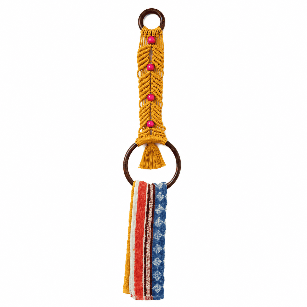 Macrame Beaded Towel Holder - Image 1