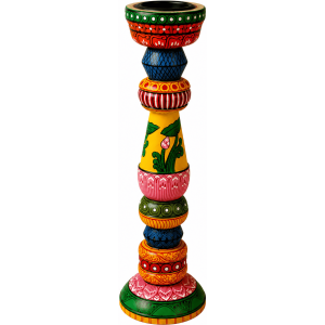 Pattachitra Handpainted Wooden Candle Stand - Image 1