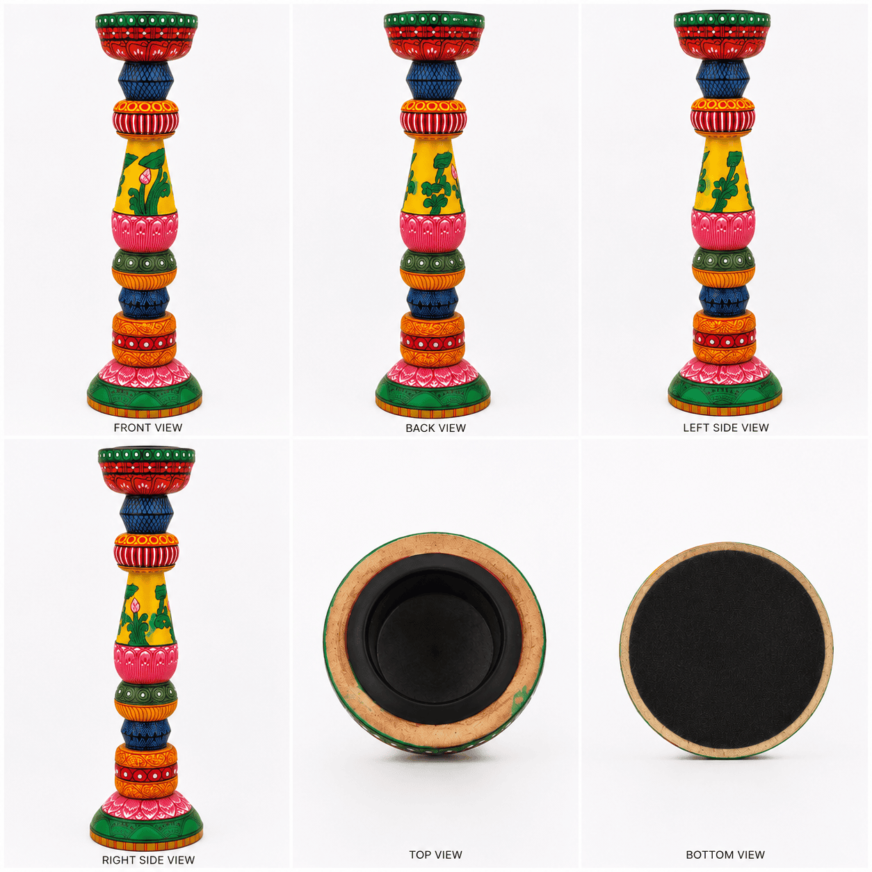Pattachitra Handpainted Wooden Candle Stand - Image 4