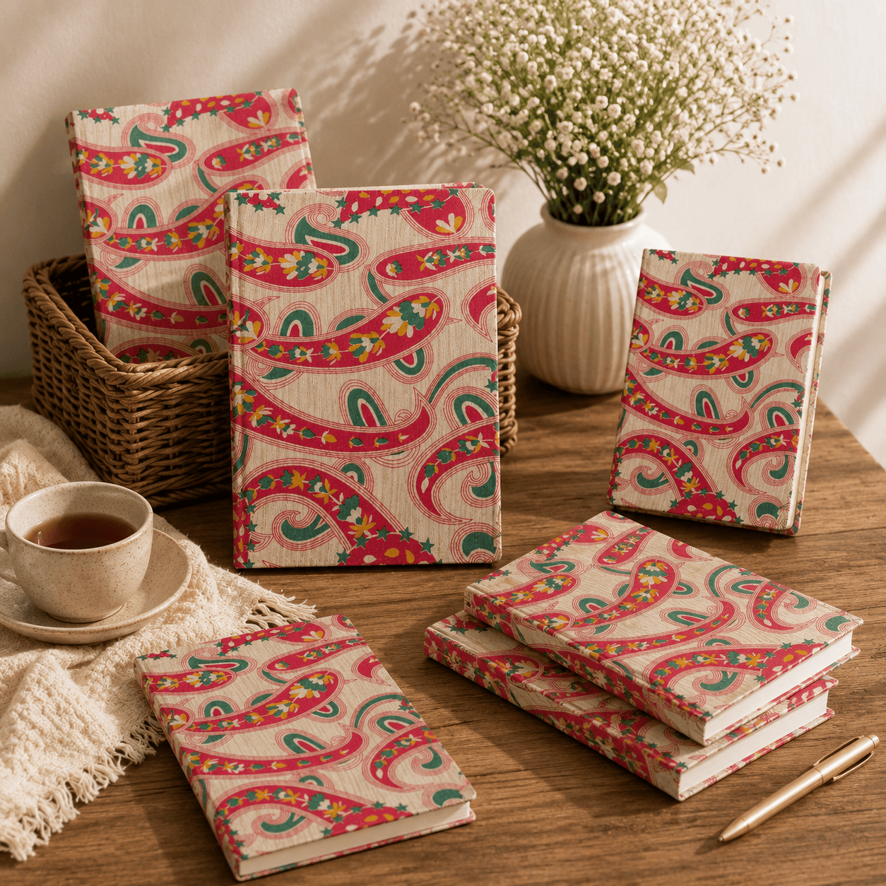 Pink Indian Block Print Cotton Journal - Image 2
