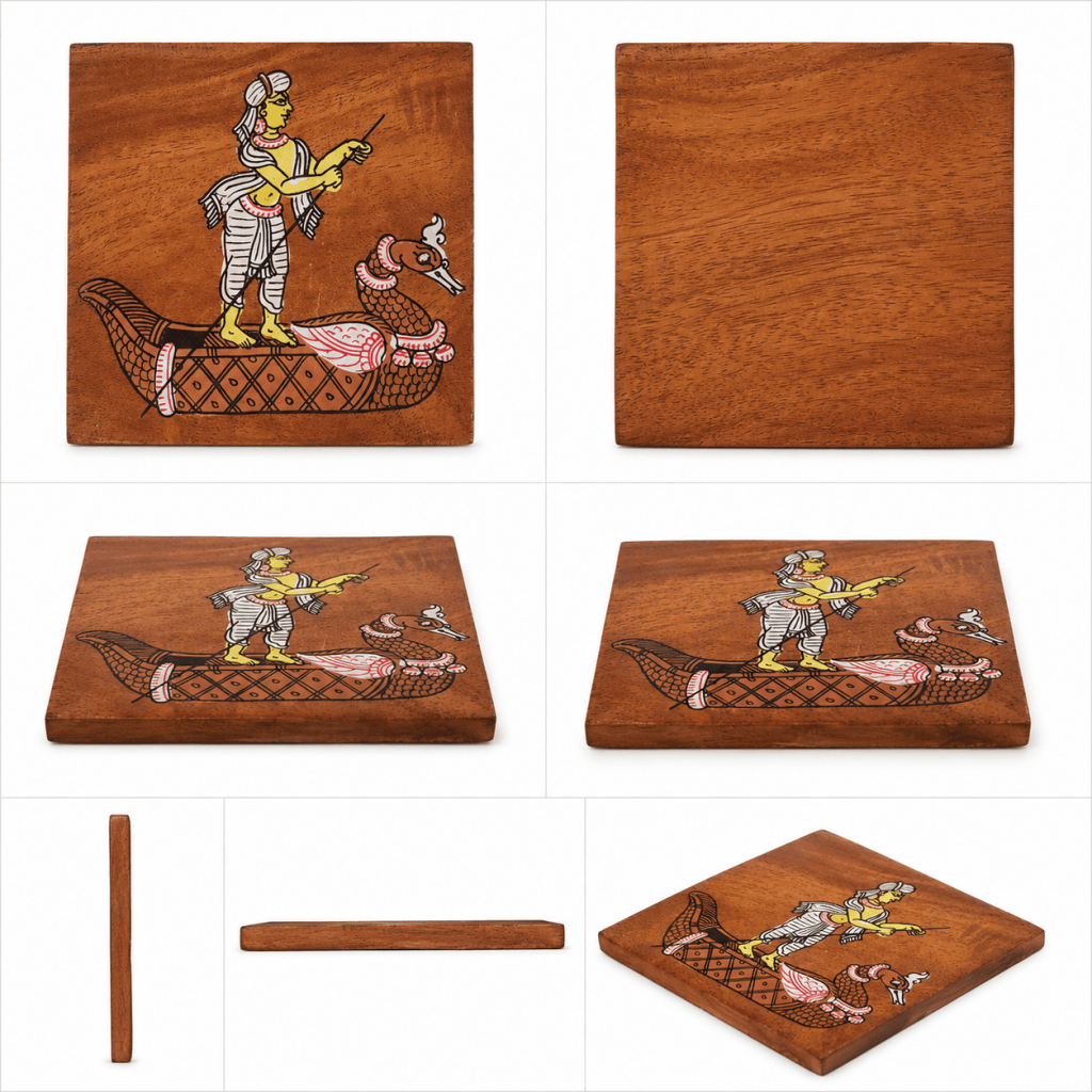 Mythological Wooden Tea Coaster Set