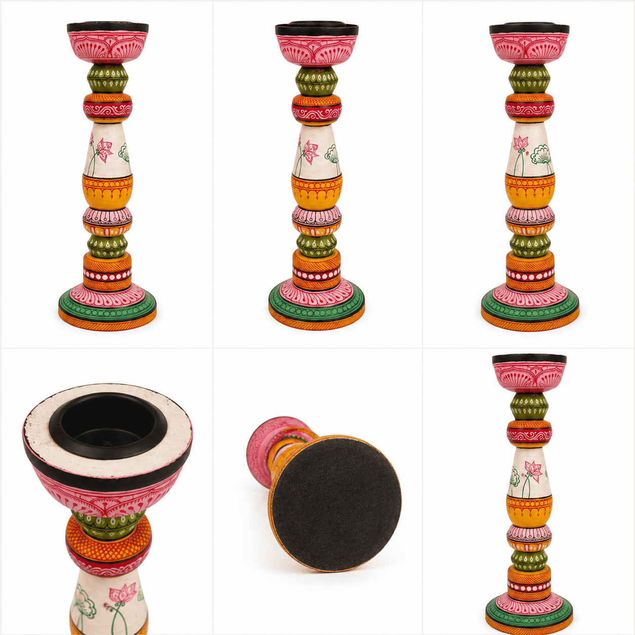 Pattachitra Handpainted Candle Stand Set - Image 1