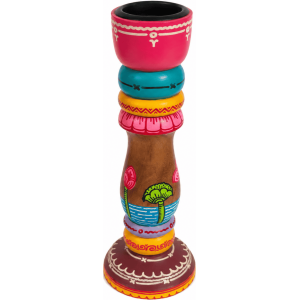 Vibrant Folk Art Candle Holder - Image 1