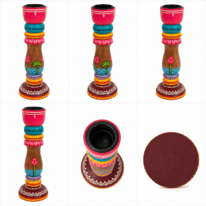 Vibrant Folk Art Candle Holder - Image 3