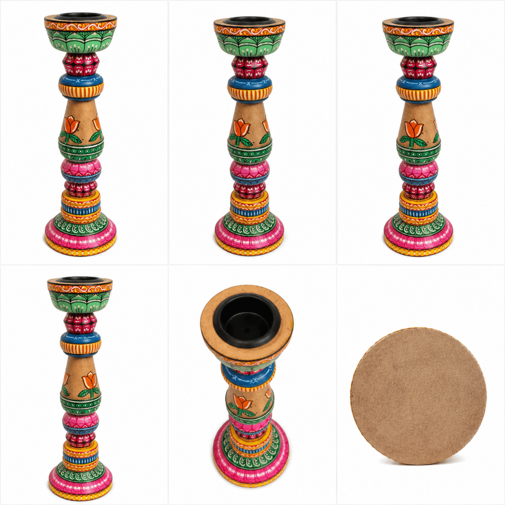 Folk Art Handpainted Candle Holder