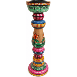 Folk Art Handpainted Candle Holder - Image 1