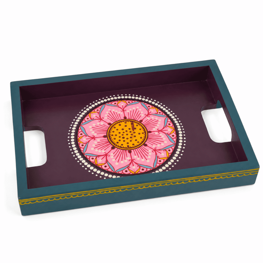 Colourful Floral Hand-Painted Tray