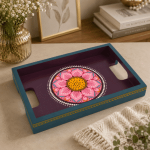Colourful Floral Hand-Painted Tray - Image 2