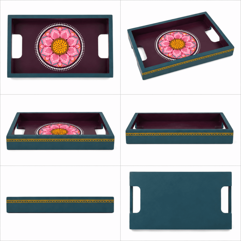 Colourful Floral Hand-Painted Tray