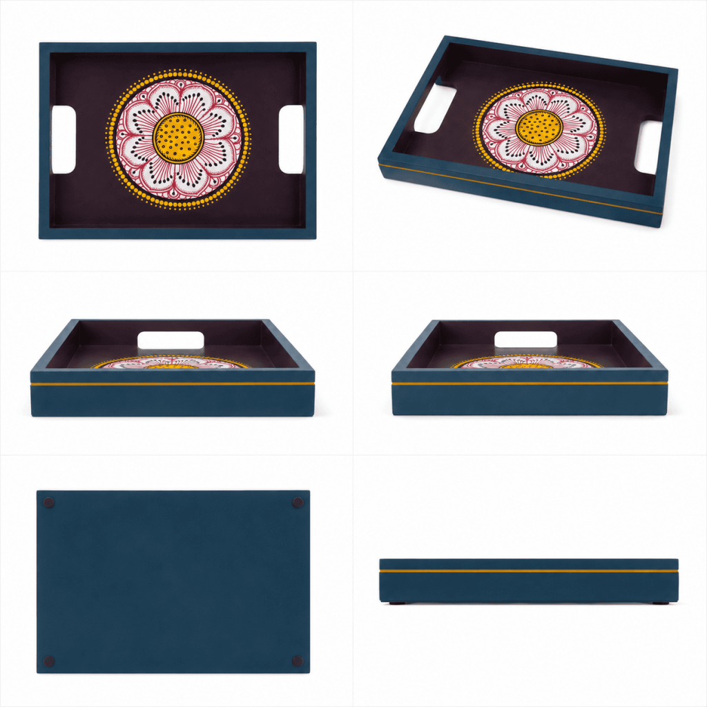 Vibrant Floral Hand-Painted Tray