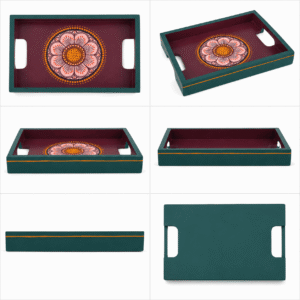 Vibrant Floral Design Hand-Painted Tray - Image 4