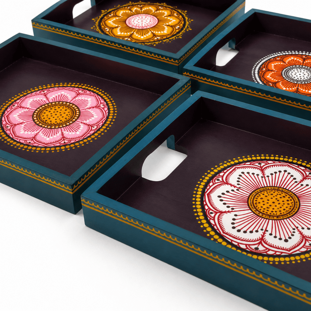 Floral Design Hand-Painted Tray