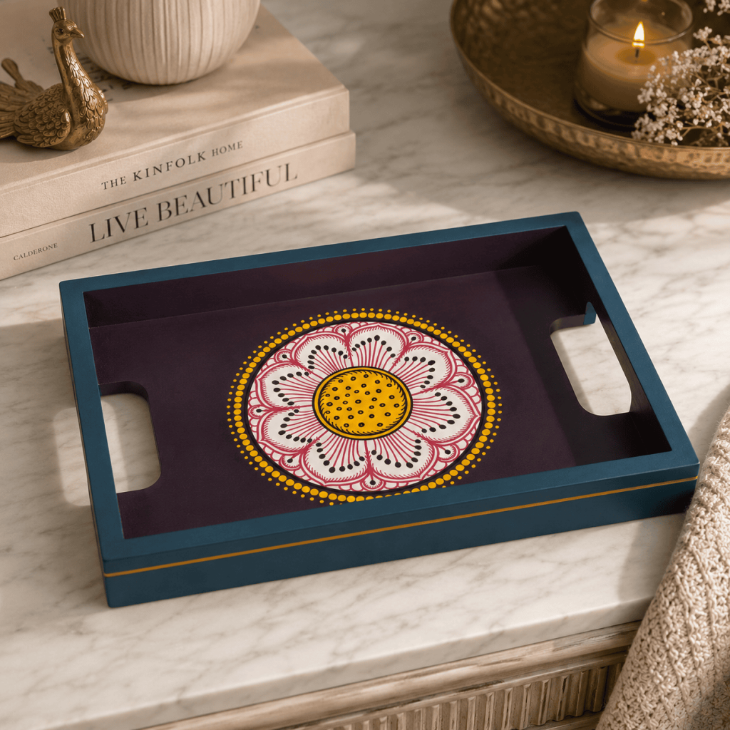 Vibrant Floral Hand-Painted Tray