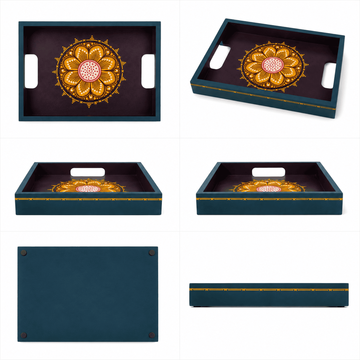 Vibrant Floral HandPainted Tray - Image 4