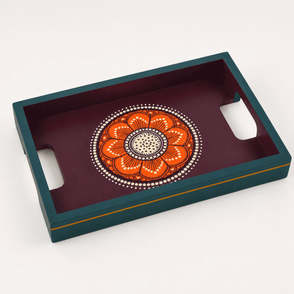 Floral Design Hand-Painted Tray