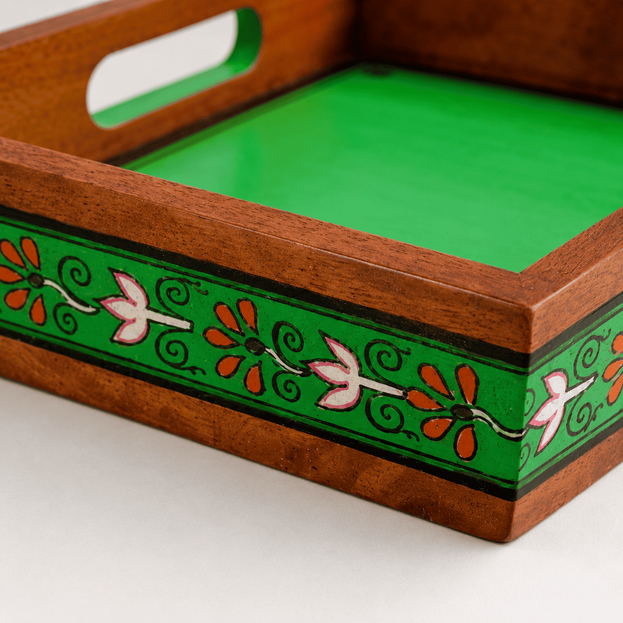Green Tranquil Wooden Serving Tray - Image 3