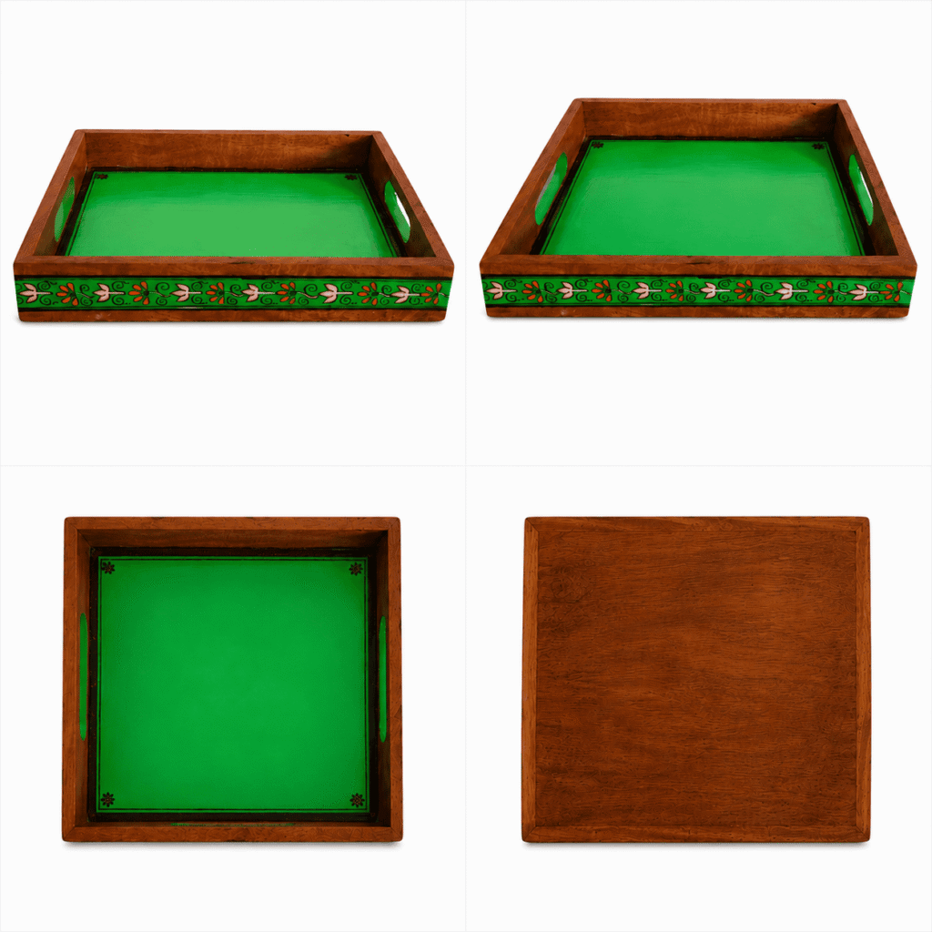Green Tranquil Wooden Serving Tray