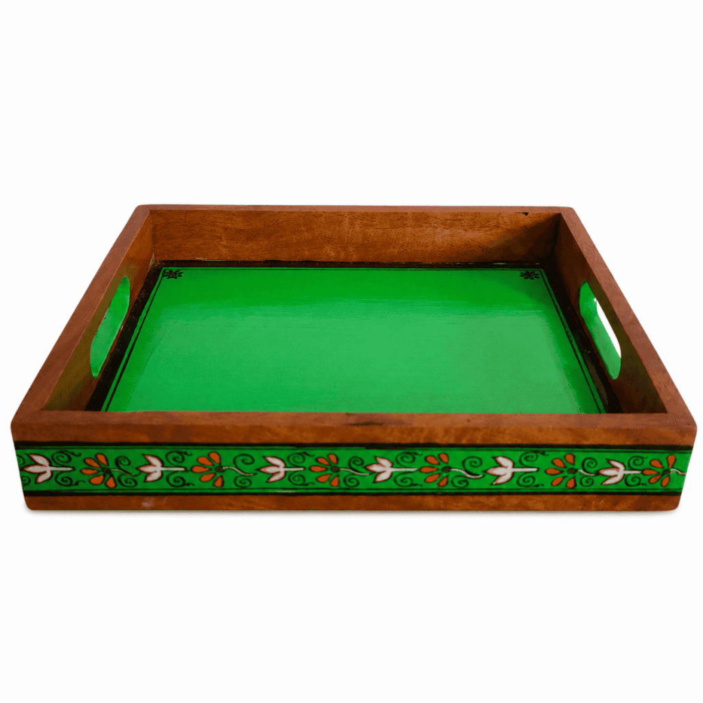 Green Tranquil Wooden Serving Tray
