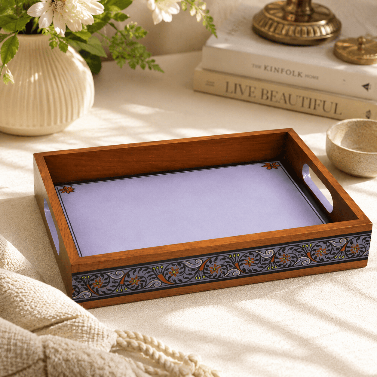Violet Tranquil Wooden Serving Tray - Image 3