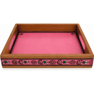Pink Tranquil Wooden Serving Tray - Image 1