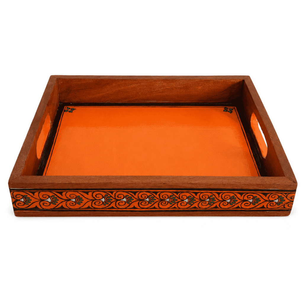 Orange Tranquil Wooden Serving Tray
