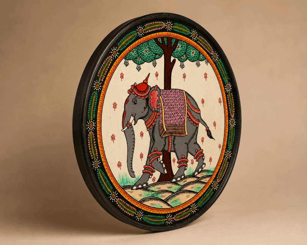 Odisha Elephant Pattachitra Art Plate
