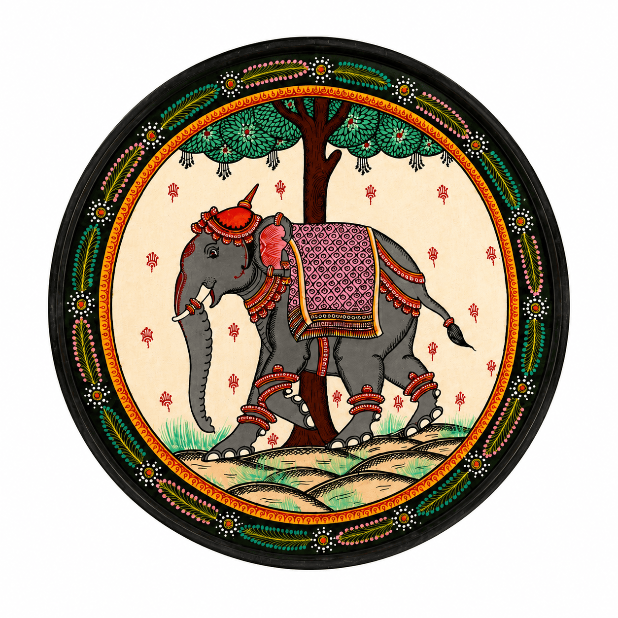 Odisha Elephant Pattachitra Art Plate - Image 1