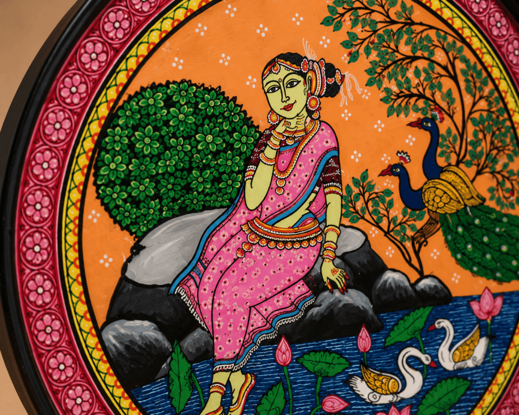 Odisha Pattachitra Peacock Art Plate