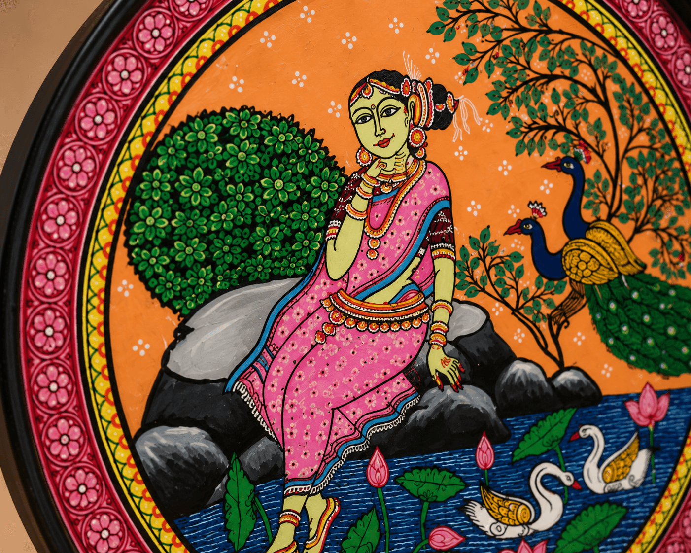 Odisha Pattachitra Peacock Art Plate - Image 2