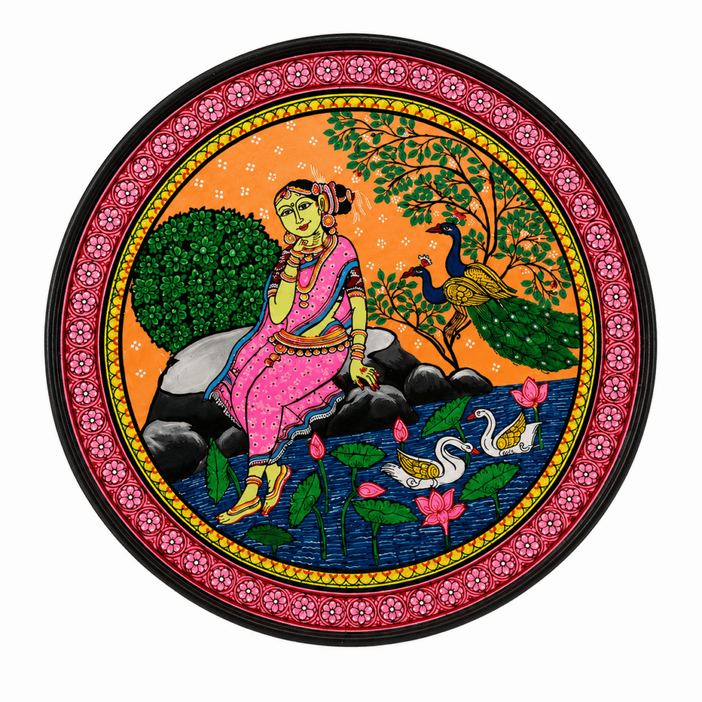 Odisha Pattachitra Peacock Art Plate