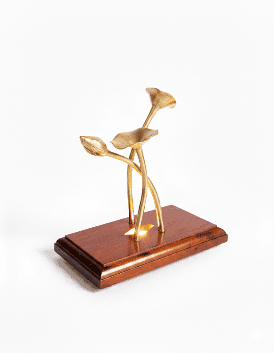 Handcrafted Brass Floral Sculpture - Image 2