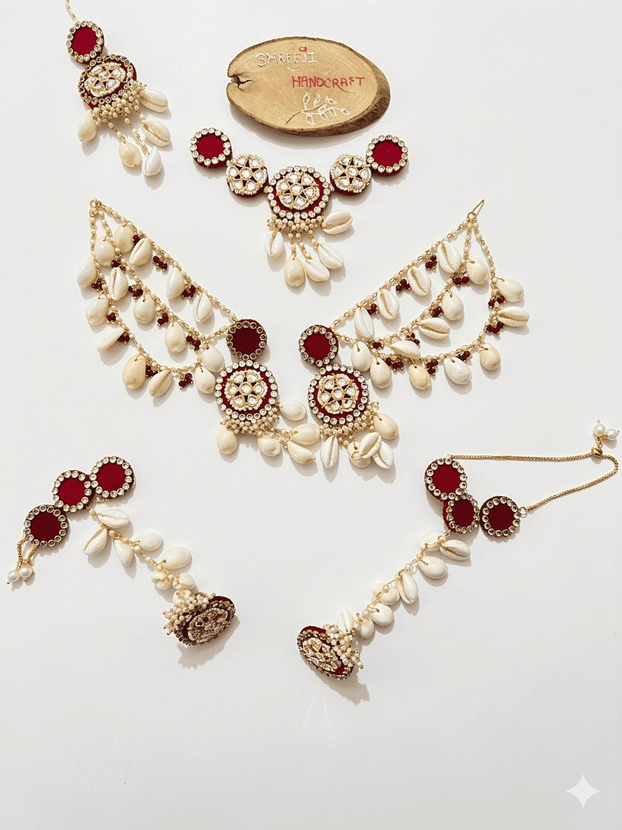 Floral Cowrie Shell Jewelry Set - Image 2