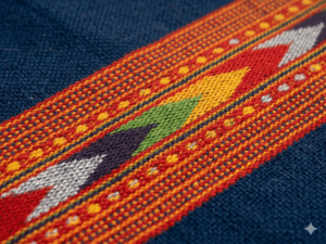 Midnight Blue Woolen Ethnic Scarf - Image 2