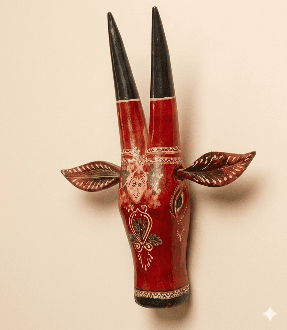 Royal Artisan Wooden Bull Mask Wall Decor - Image 2